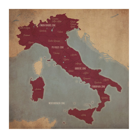 Italy Wine Regions (Unframed)
