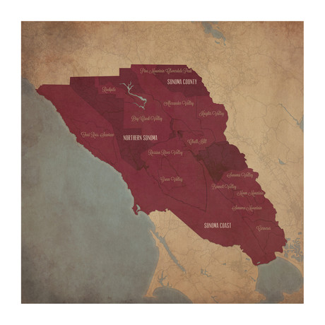 Sonoma Valley Wine Regions (Unframed)