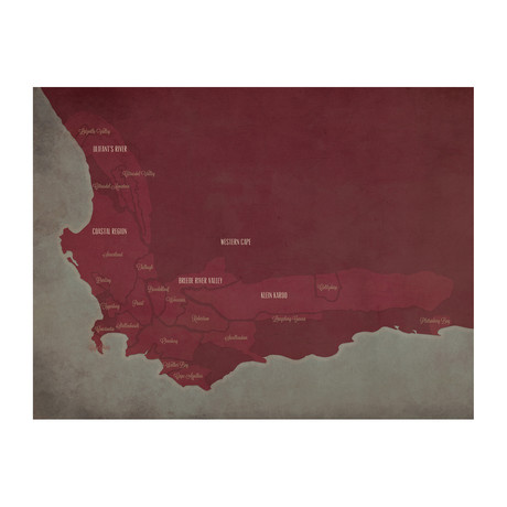 South Africa Wine Regions (Unframed)