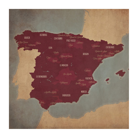 Spain Wine Regions (Unframed)