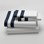 Amalfi // Bedsheet // White + Navy (Fitted King)