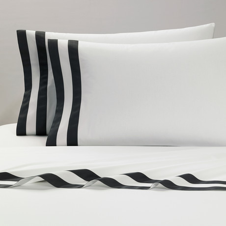Amalfi // Pillowcases // White + Grey // Set of 2 (Standard)