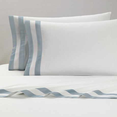 Amalfi // Pillowcases // White + Light Blue // Set of 2 (Standard)