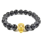 Black Onyx and Gold Cubic Zirconia Skull