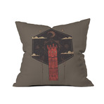 The Crimson Tower Throw Pillow (18" x 18")