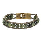 Mira Beaded Leather Bracelet // Green