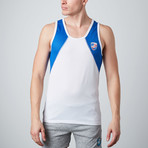 Varsity Tank // White + Sky (M)