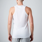 Varsity Tank // White + Sky (M)