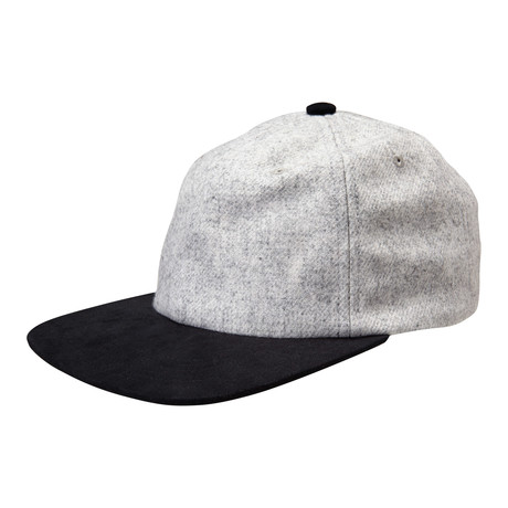 Taylor Wool Soft Crown Flat Brim Baseball Cap // Light Grey + Black