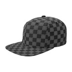 Checker Flat Brim Baseball Cap // Gray