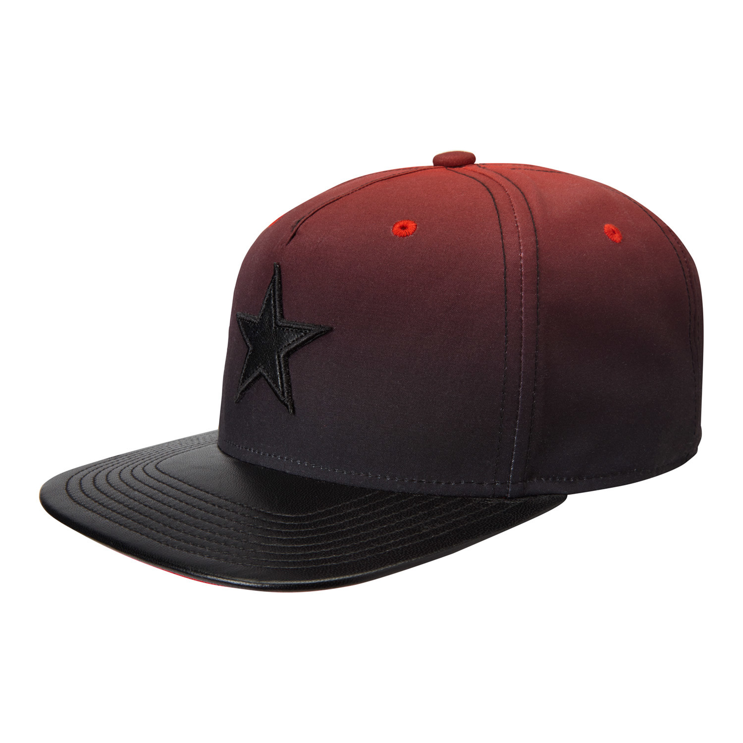 Faded Flat Brim Snapback Baseball Cap // Black + Red - Gents Co ...
