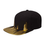 Drip Flat Brim Snapback Baseball Cap // Black + Gold