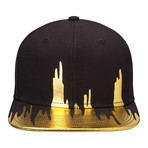 Drip Flat Brim Snapback Baseball Cap // Black + Gold