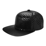 Pat Flat Brim Strapback Baseball Cap // Black