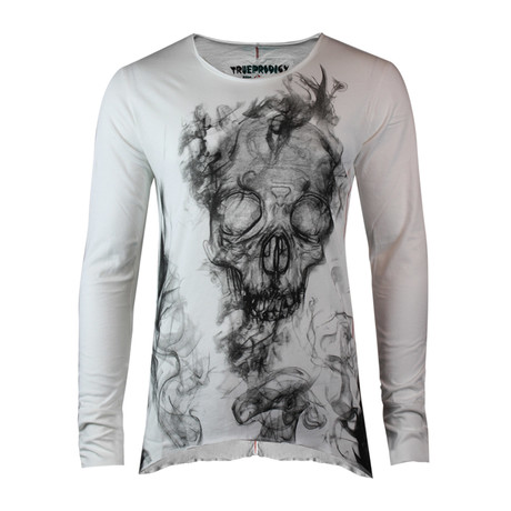 Skull Ghost Long Sleeve Tee // Off White (XS)