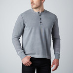 Long-Sleeve Henley Knit // Light Grey (XL)