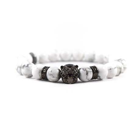 Rhodium Lion // White Howlite