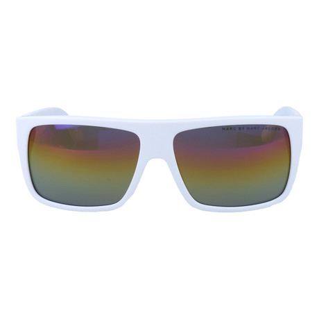 Flat Top Mirrored Sunglasses // White