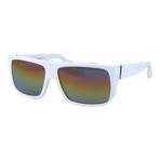 Flat Top Mirrored Sunglasses // White