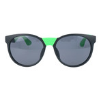 Round Reflective Sunglasses // Black + Green