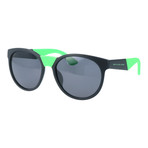 Round Reflective Sunglasses // Black + Green