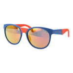 Round Reflective Sunglasses // Blue + Orange