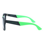 Round Reflective Sunglasses // Black + Green