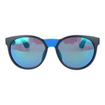 Round Reflective Sunglasses // Black + Blue