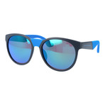 Round Reflective Sunglasses // Black + Blue