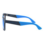 Round Reflective Sunglasses // Black + Blue