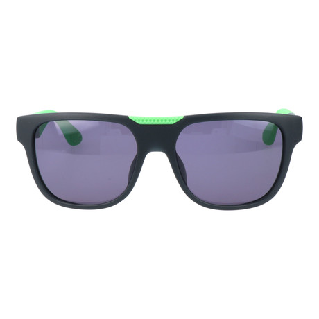 Square Reflective Sunglasses // Black + Green + Blue