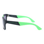 Square Reflective Sunglasses // Black + Green + Blue