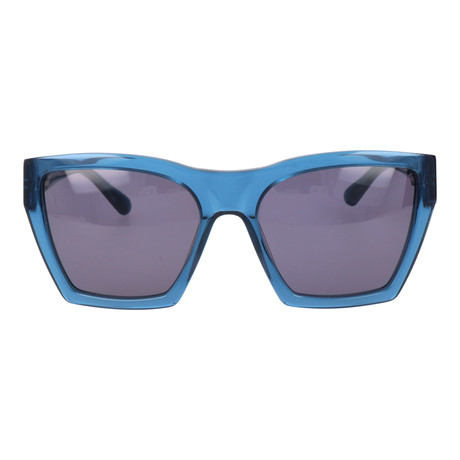 Sharp Square Clear Rim Sunglasses // Blue