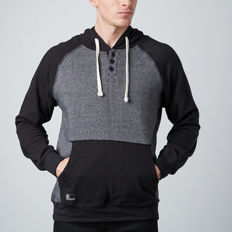 Eric Raglan Henley Hoodie // Black (XS)