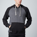 Eric Raglan Henley Hoodie // Black (L)