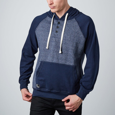 Eric Raglan Henley Hoodie // Navy (XS)
