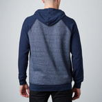 Eric Raglan Henley Hoodie // Navy (L)
