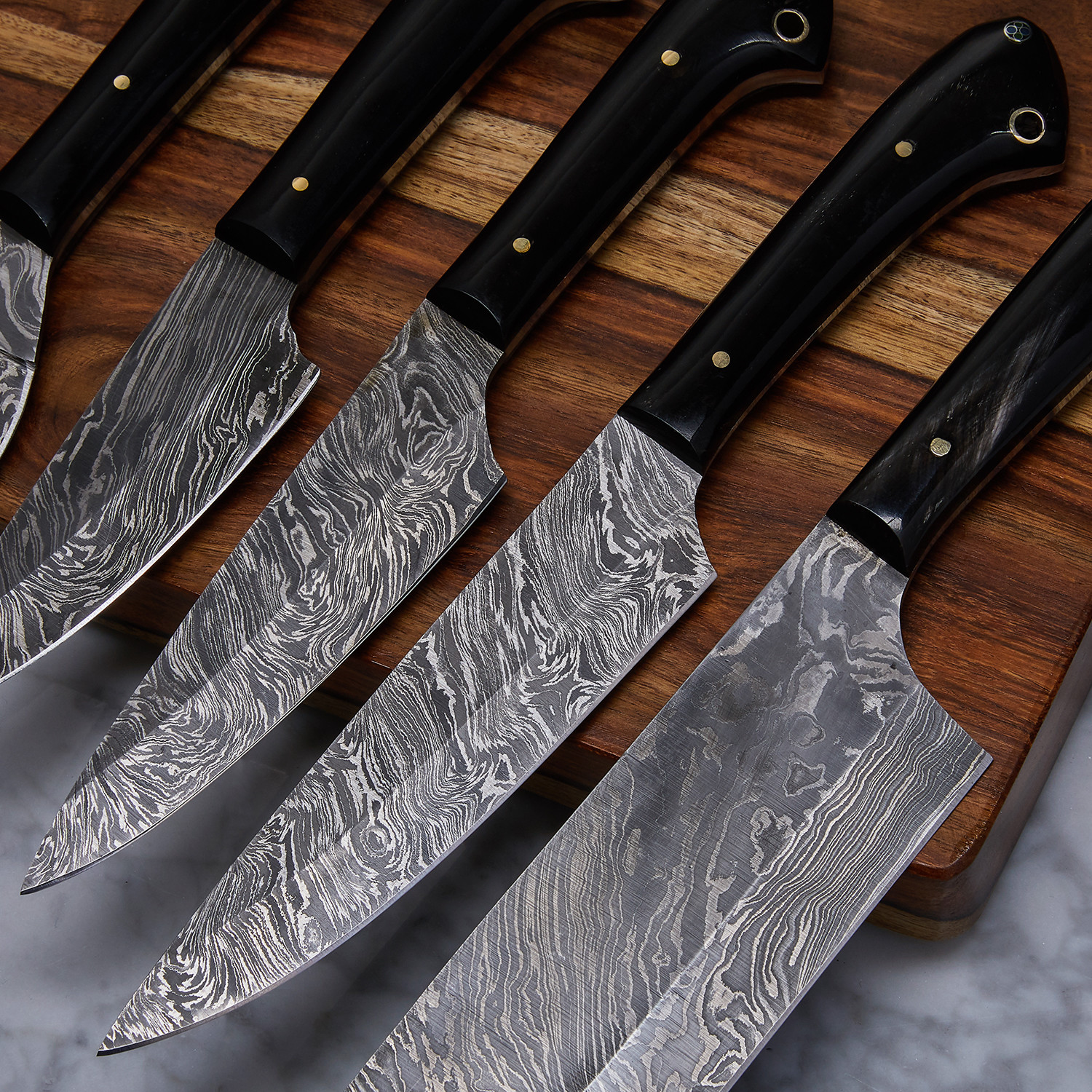 Handmade Damascus Kitchen Knife // 5 Piece Set // KCH18 Evermade