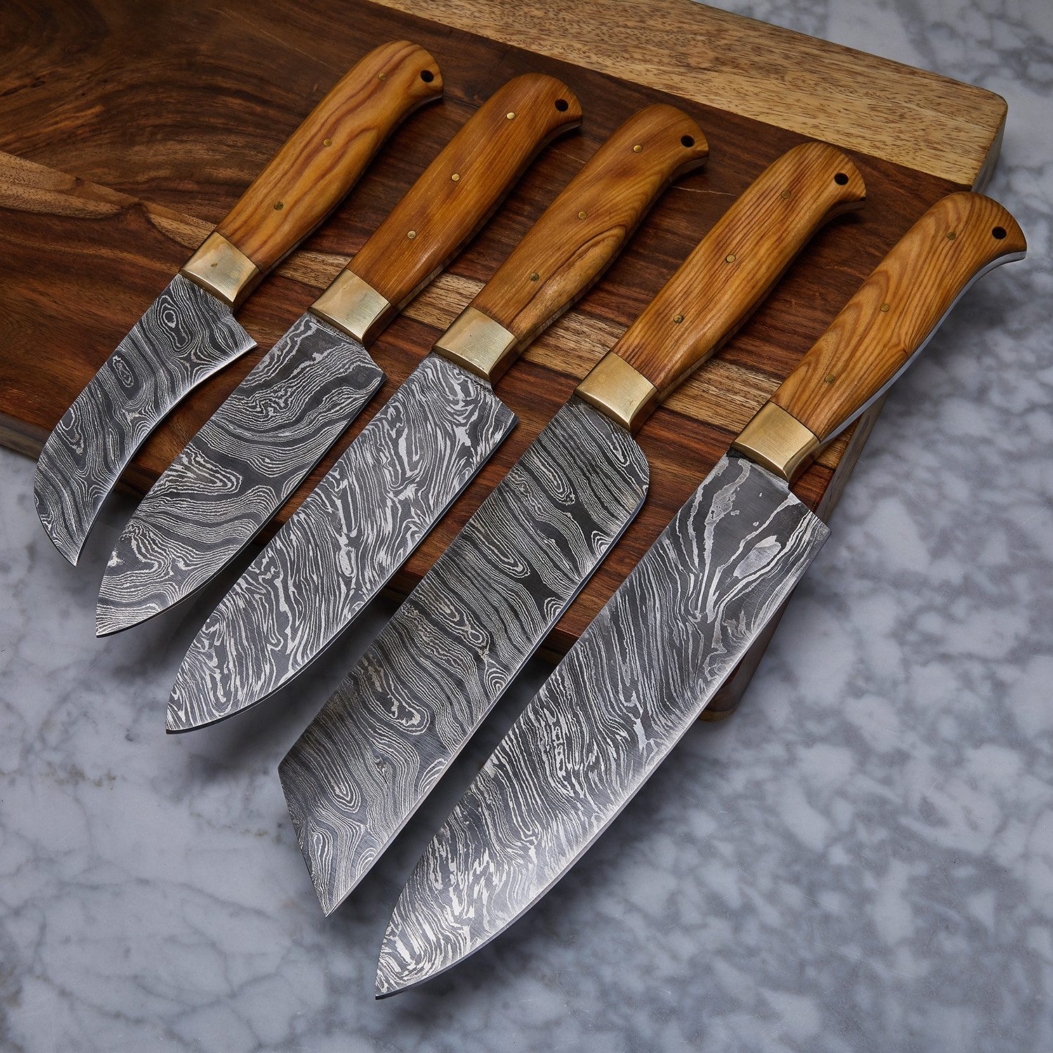 Handmade Damascus Kitchen Knife // 5 Piece Set // KCH19 Evermade