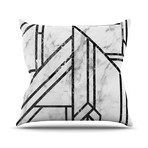 Black Marble Mosaic // Throw Pillow (16" L x 16"W)