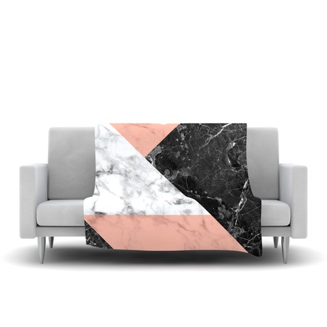 Geo Marble + Coral // Fleece Blanket (60" L x 50"W)