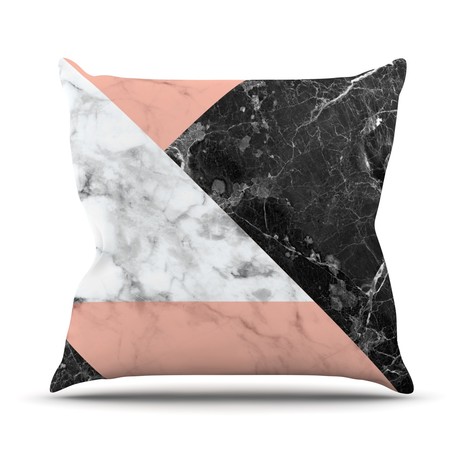 Geo Marble + Coral // Throw Pillow (16" L x 16"W)