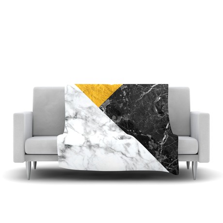 Geo Marble + Gold // Fleece Blanket (60" L x 50"W)