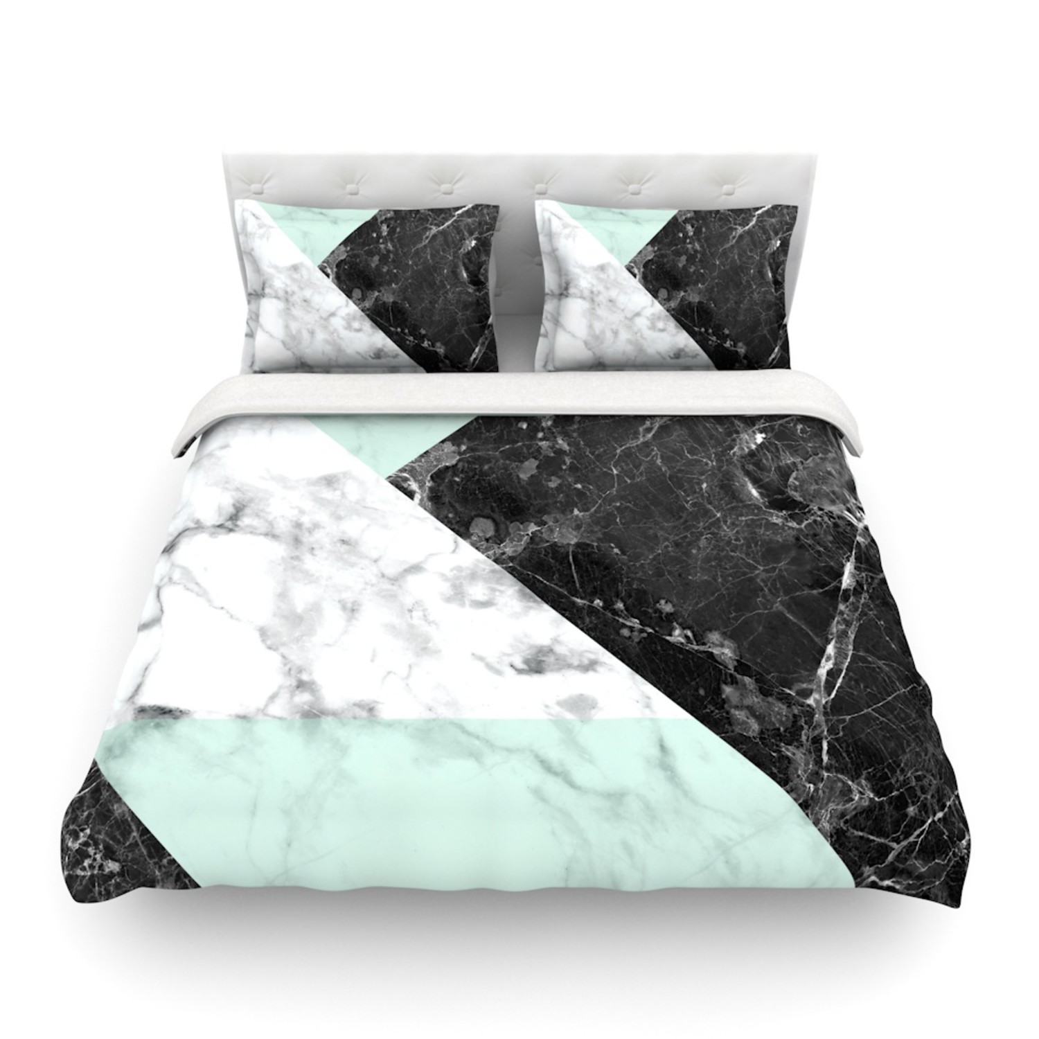 Geo Marble + Mint // Duvet Cover (Twin) Kess InHouse Touch of Modern