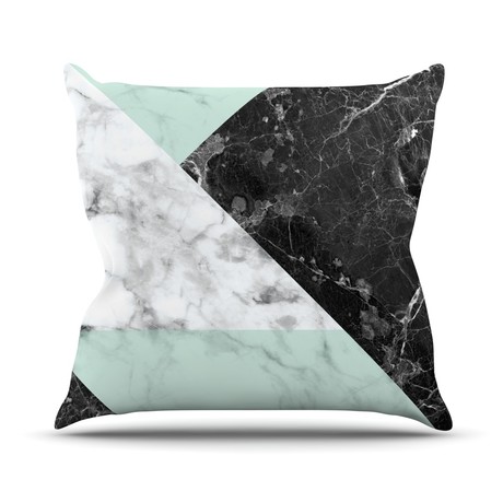 Geo Marble + Mint // Throw Pillow (16" L x 16"W)