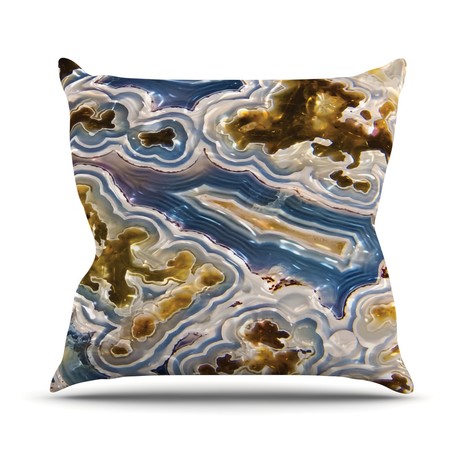 Gold + Blue Agate // Throw Pillow (16" L x 16"W)