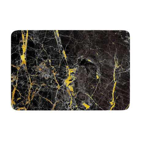Gold Fleck Black Marble // Bath Mat (17" L x 24"W)