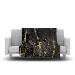 Gold Fleck Black Marble // Fleece Blanket (60" L x 50"W)