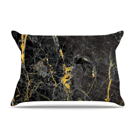 Gold Fleck Black Marble // Pillowcase (Standard)