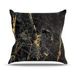 Gold Fleck Black Marble // Throw Pillow (16" L x 16"W)